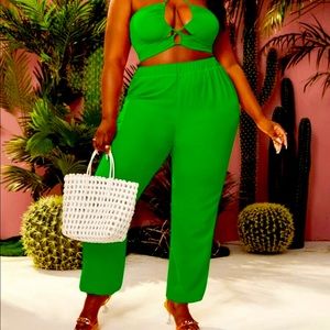 Shein Size XL Lime green 2 piece jumpsuit